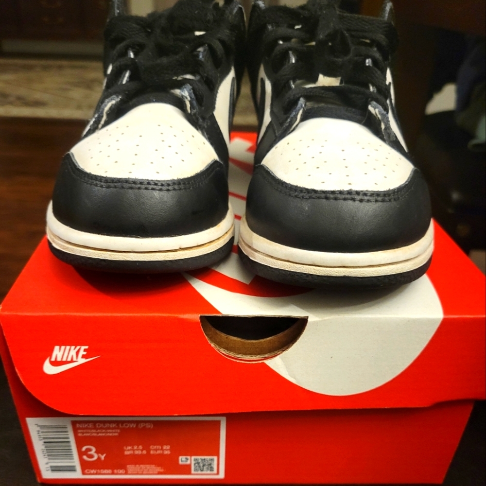 Nike Dunk Low (PS) Panda Size 3Y YOUTH Sneakers Shoes White/Black